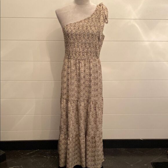 Asymmetrical Elegant One-Shoulder Daisy Floral Dress - Picture 1 of 9